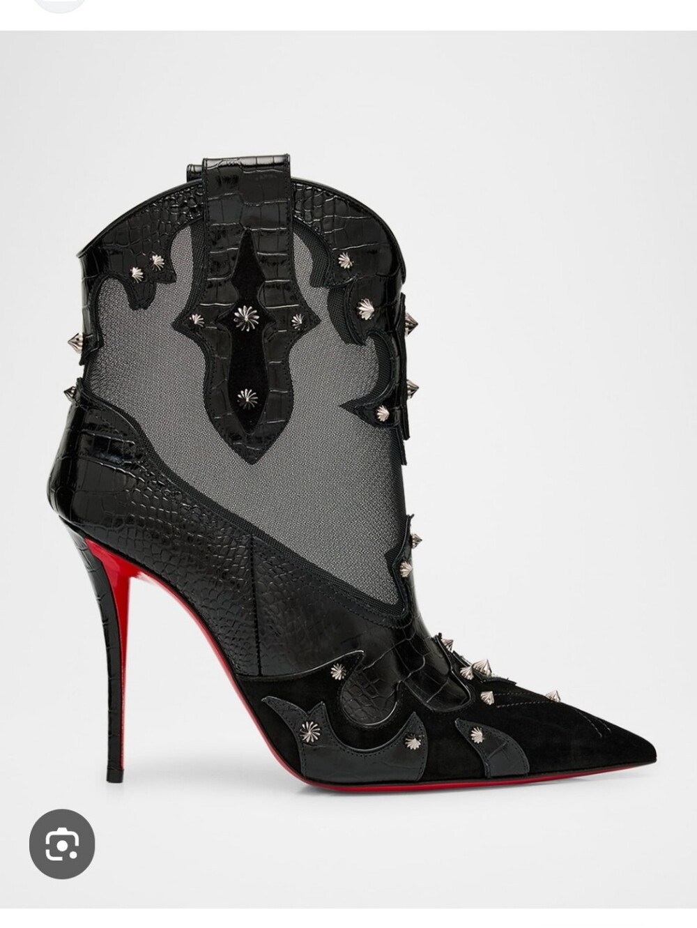 $2,495 Christian Louboutin Bootytiag 100 Spiky Western Boots EU 38.5 US 8.5 BNIB